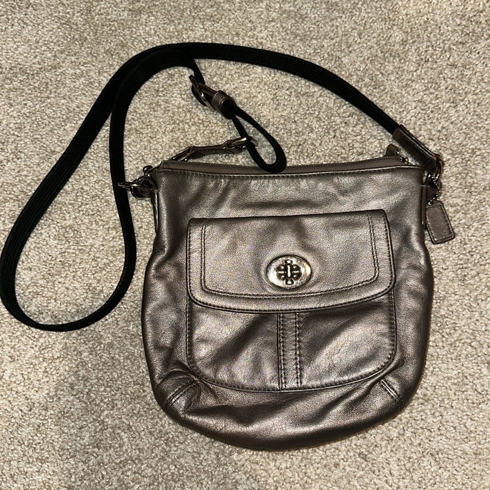 Coach Metallic silver crossbody bag